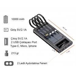 Powerbank Günəş enerjili 10.000 mAh