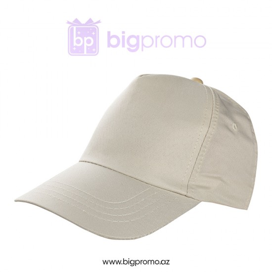 Şapka bej parça polyester 5 panel KOD175