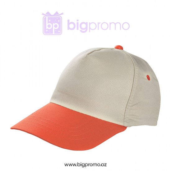 Şapka bej parça polyester 5 panel KOD175